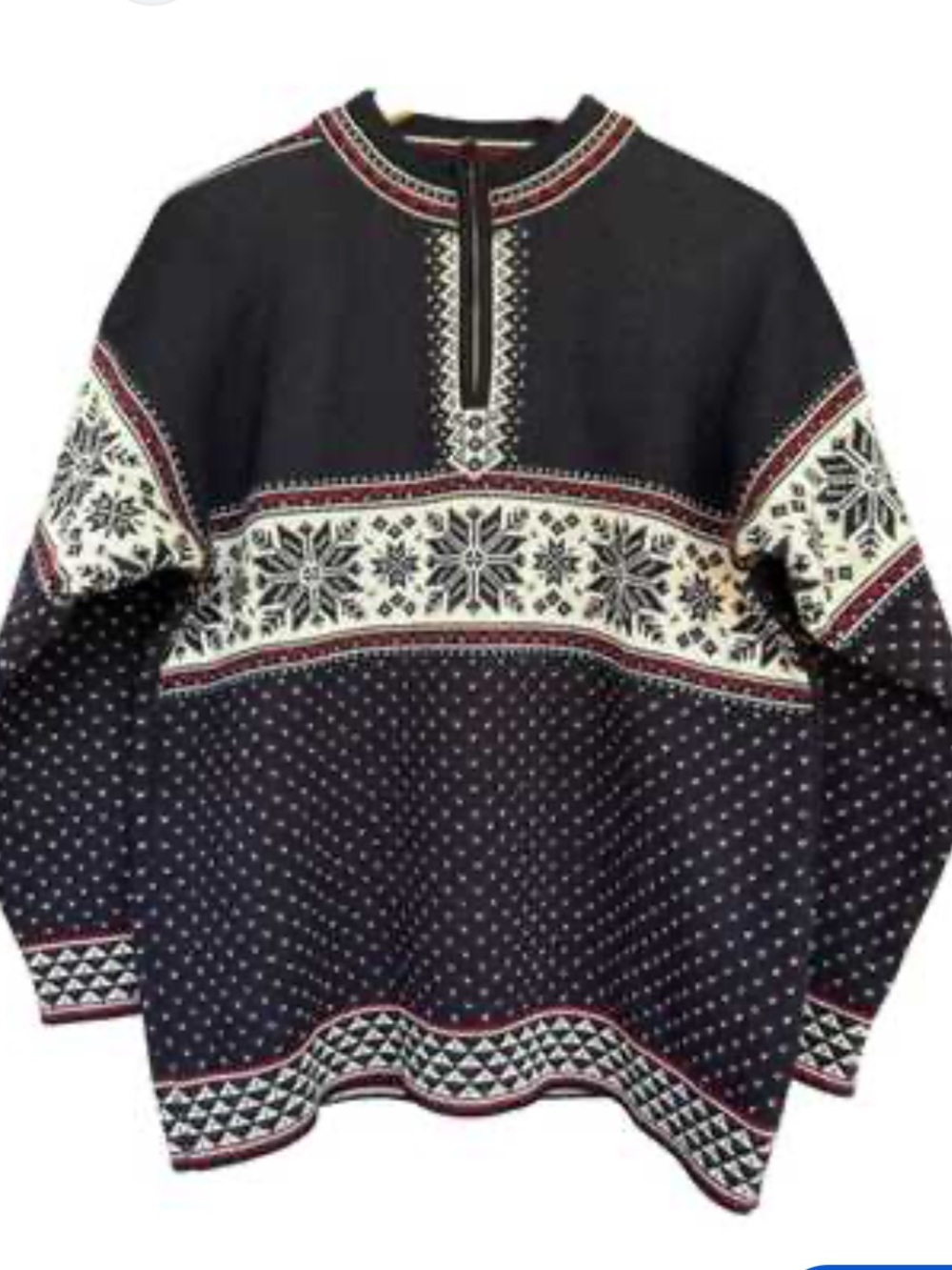Dale of Norway Men's Navy Nordic Zip-Up Wool Sweater Fair Isle Ski